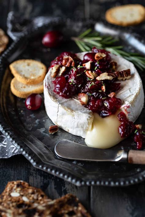 Easy Baked Brie Recipe Wcranberries And Pecans No Pastry Garnish