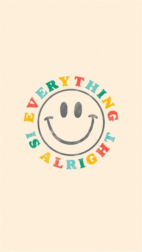 Everything Is Alright Retro Rainbow Smiley Face Sticker By Lexie