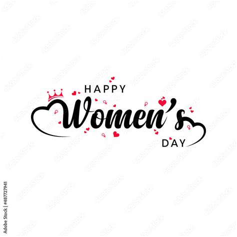 Happy Womens Day Elegant Typographical Design Elements Isolated On