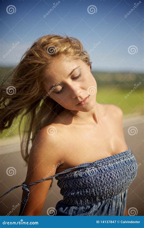 Blond Woman On Summer Day Stock Image Image Of Freshness 14137847