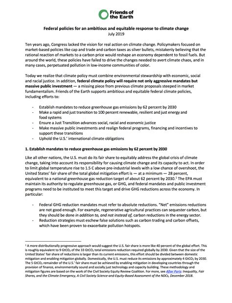 Climate Policy Campaign Position Paper