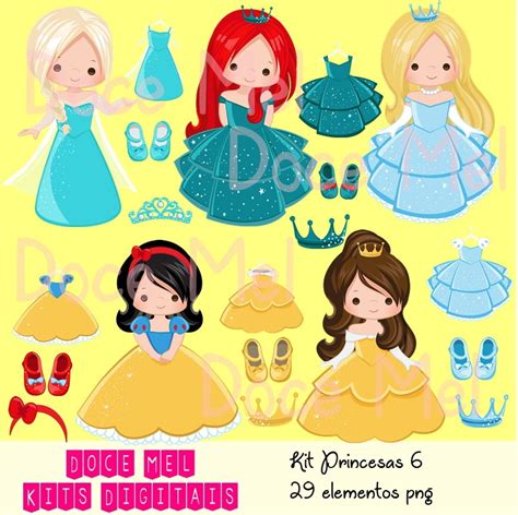 Kit Digital Princesas 6 Elo7 Produtos Especiais