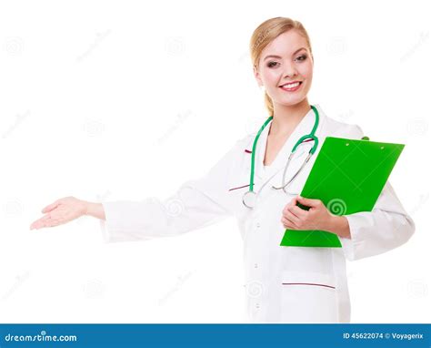 Woman Doctor In Lab Coat With Stethoscope Medical Stock Photo Image