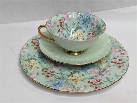 Shelley Melody Oleander Chintz Trio Cup Saucer 8 Plate Mint