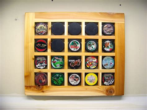 Hand Crafted Hockey Puck Display Case Puck Holder Holds