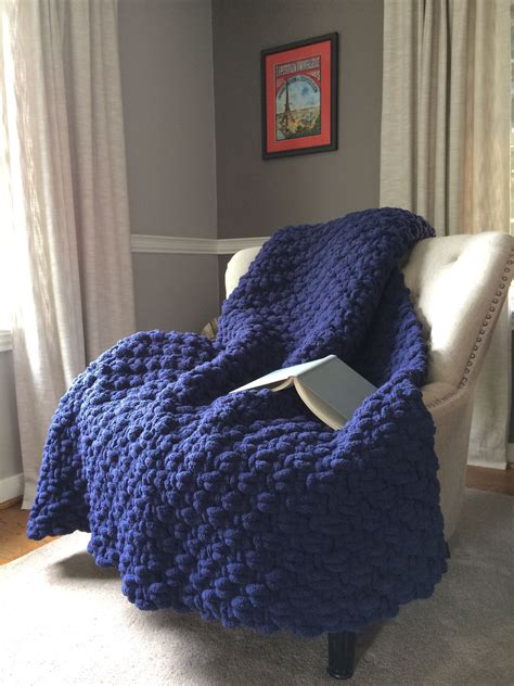 Blue is the color of the sky and the water, it is associated with calmness and has soothing qualities. Chunky Navy Blue Blanket | Chunky knit blanket, Blue ...