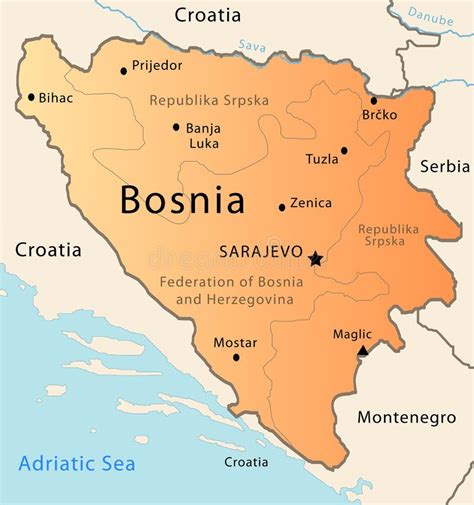 Bosnia Kaart Vector Illustratie Illustratie Bestaande Uit Afdeling