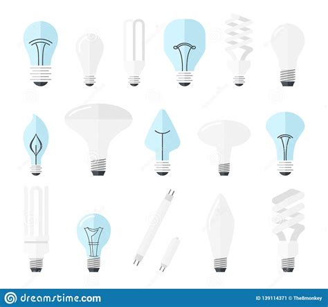 Vector Illustration Of Main Electric Lighting Types Incandescent Light
