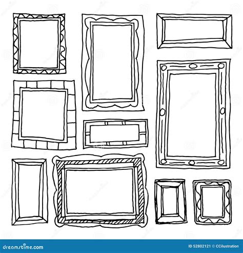 Set Picture Frames Hand Drawn Vector Illustration Stock Vector