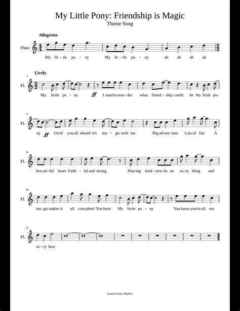 My Little Pony Friendship Is Magic Theme Song Flute Sheet Music For