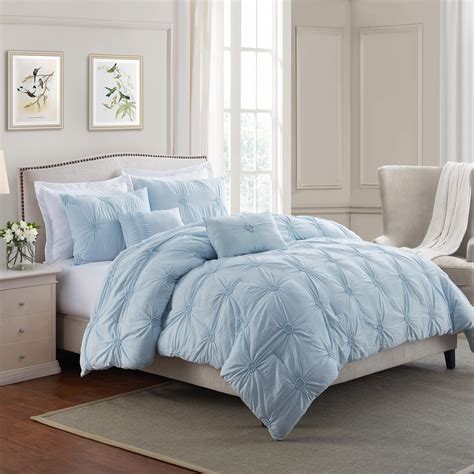 Piece D Floral Pintuck Comforter Set In Light Blue Bedroom Baby Blue Bedrooms Blue