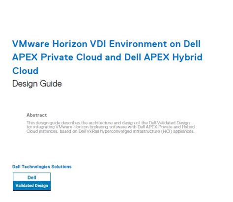 Vmware Horizon Vdi Environment On Dell Apex Private Cloud And Dell Apex