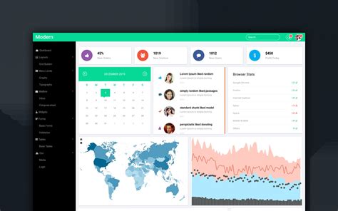 Free Modern Dashboard Admin Panel With Flat Design Vector