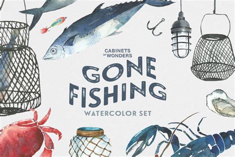 Download fishing images and photos. Gone Fishing Watercolor Clipart Set ~ Illustrations ~ Creative Market