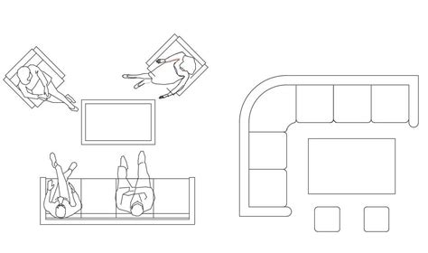 Living Room Furniture Set Up Free Cad Drawing Cadbull