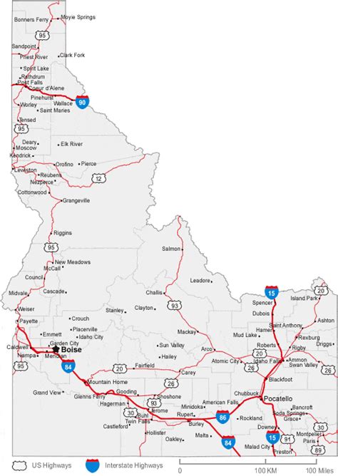 Map Of Idaho Cities Idaho Road Map