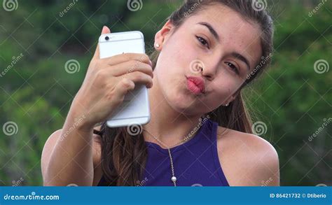 Teen Girl Taking Selfies Stock Photo Image Of Beautiful 86421732