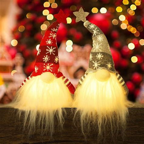 Odm 11 Lighted Christmas Gnomes Santa Tabletop Decorations