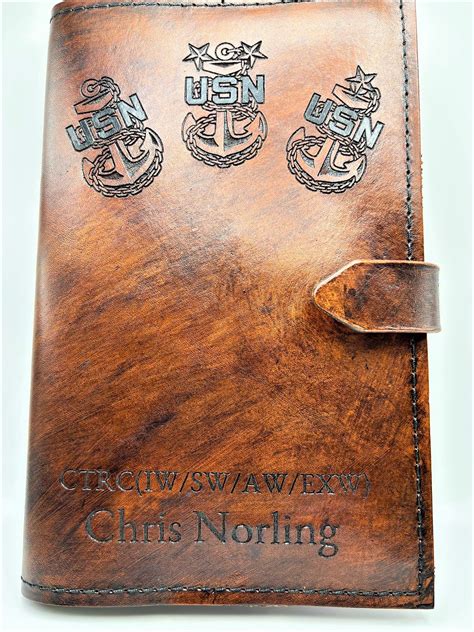 Custom Personalized Navy Chief Charge Book Leather Green Book Etsy