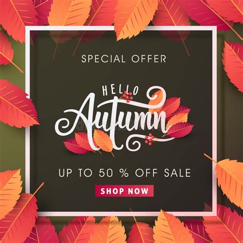 Autumn Leaves Background Seasonal Letteringpromotion Sale Banner Of