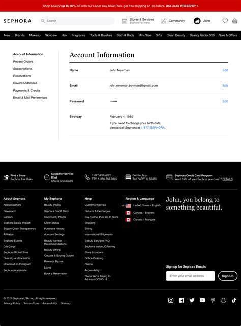 Sephora’s Account Dashboard – 329 of 517 Account Dashboard Examples