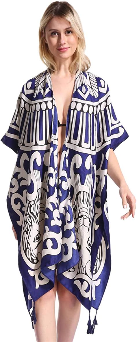 Women Floral Kimono Swimsuit Cover Up Cardigan Long Chiffon Print