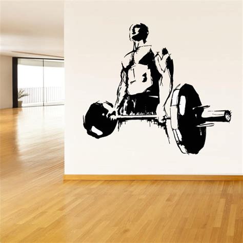 Crossfit Gym Wall Decal Barbell Fitness Z3063 Etsy Gym Wall Decal