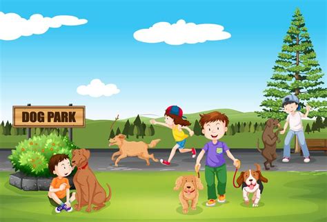 People At Dog Park 299715 Vector Art At Vecteezy