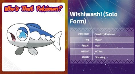 Whos That Pokémon Its Wishiwashi Solo Form Miketendo64 Miketendo64