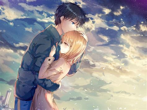 Anime Girl Hugging Sad Boy