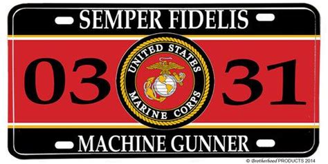 Us Marines Mos 0331 Machine Gunner License Plate Marines Mos Us