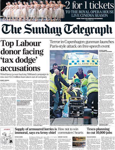 Newspaper Thread And Front Pages Sunday 15 February 2015