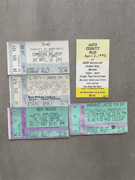 Found My Old Concert Ticket Stubs Rvancouver