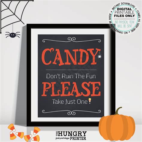Halloween Candy Sign Printable Halloween Sign Take One Sign Etsy