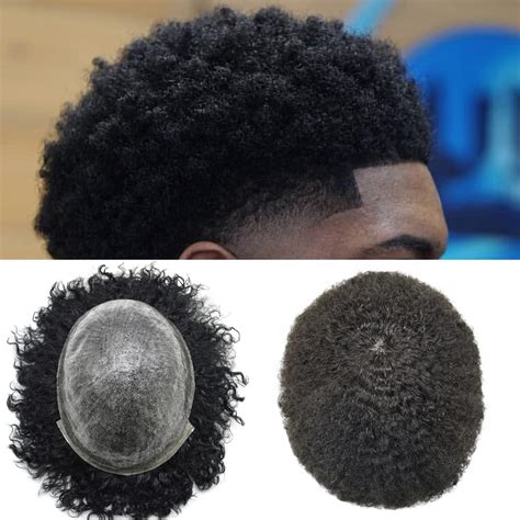 Buy Afro Toupee For Black Men Kinky Curly African American Mens Toupee