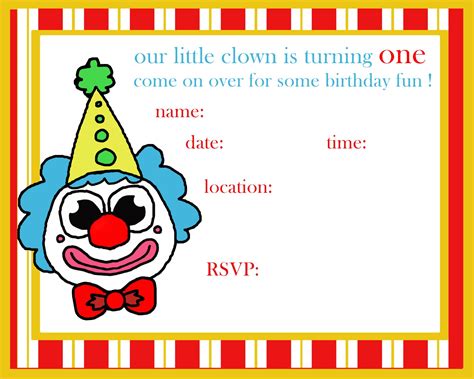 Clown Birthday Invitation Free Stock Photo Public Domain Pictures