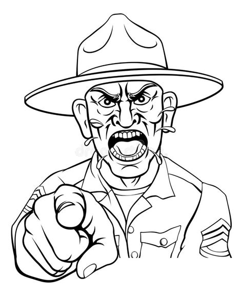 Cartoon Angry Army Drill Sergeant Shouting Stock Illustrations 24