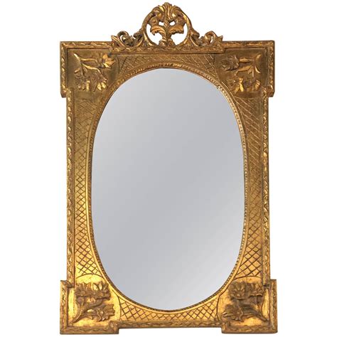 French Vintage Eglomisé And Gold Leaf Wall Mirror For Sale At 1stdibs