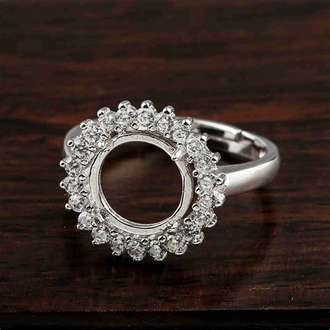 Sterling Silver Flower Ring Setting S925 Silver Round Bezel Etsy