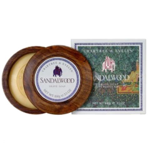 Crabtree And Evelyn For Men Sandalwood Shave Soap In Wooden Bowl 100g