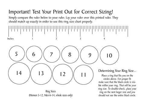 Ring Size Chart Printable Ring Size Chart Ring Sizes Chart