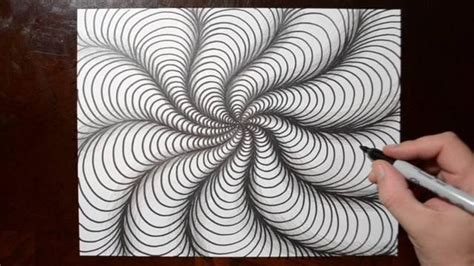 How To Draw Curved Line Illusions Line Art Drawings Illusion