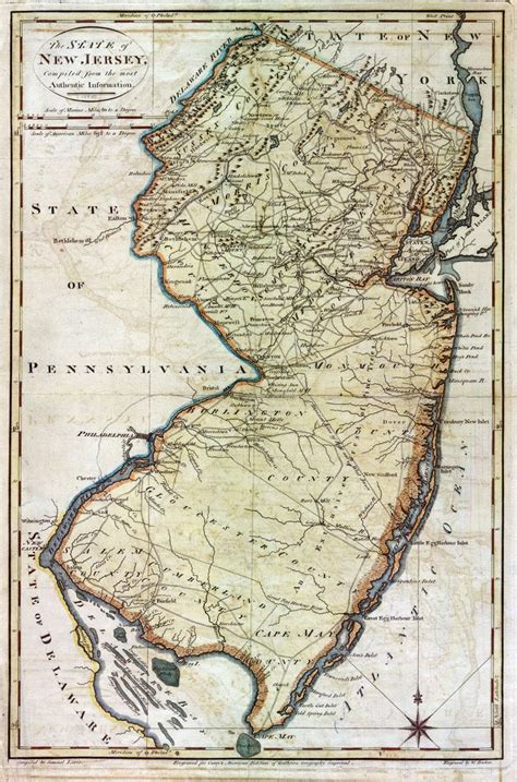 Very High Quality Map Of New Jersey From 1795 Map Old Maps