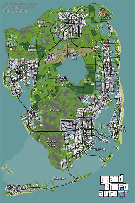 Gta 6 Grand Theft Auto Vi Vice City Map 44 By Avatar Sd On Deviantart