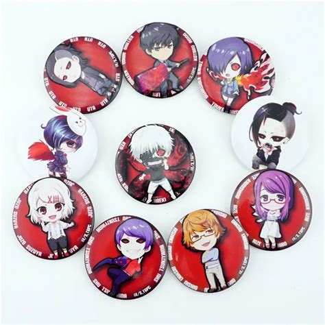 10pcsset Anime Tokyo Ghoul Kaneki Ken Figure Badges Pins Button Brooch Chest Ornament Of