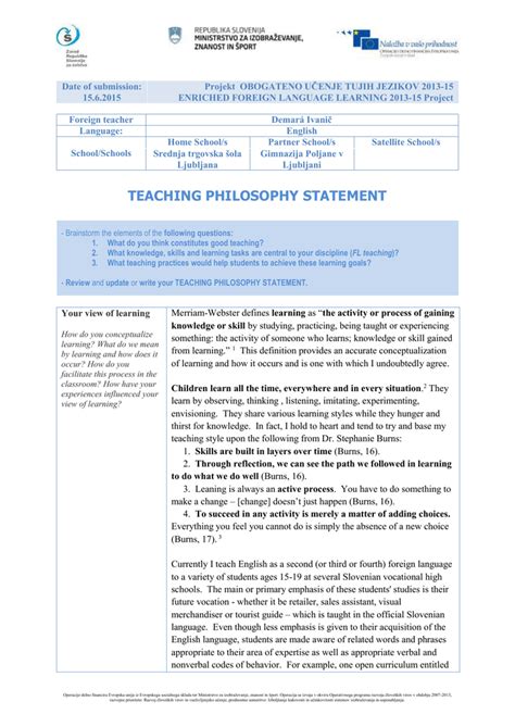 Teaching Philosophy Statement Template