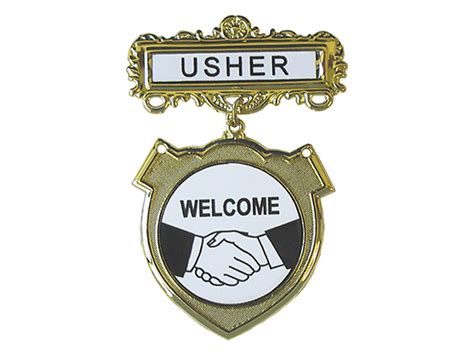 Gold Usher Welcome Shield Badge Cokesbury