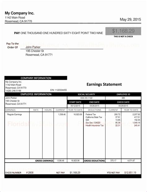10 Excel Pay Stub Template Excel Templates Excel Templates