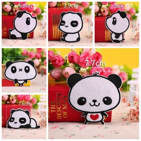 Cartoon Panda Embroidery Patches Appliques Iron On Patch Cute Bear
