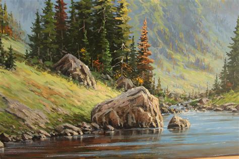 Mountain Lake With Spruce Oil Paintinglandscape Mountain Oil Etsy
